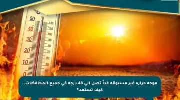 موجة حرارة غير مسبوقة غداً تصل إلى 48 درجة في جميع المحافظات.. كيف تستعد؟